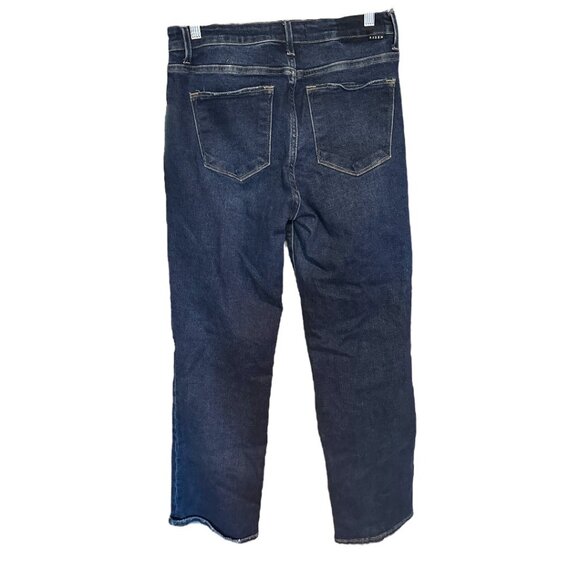 Risen Jeans High Rise Cross Over Straight Leg Dark Wash Jeans - Picture 5 of 7